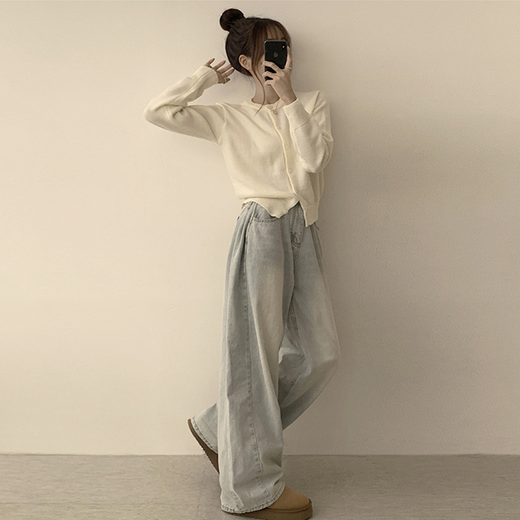 メリミラウンドセミクロップカーディガン(8color) IVORY