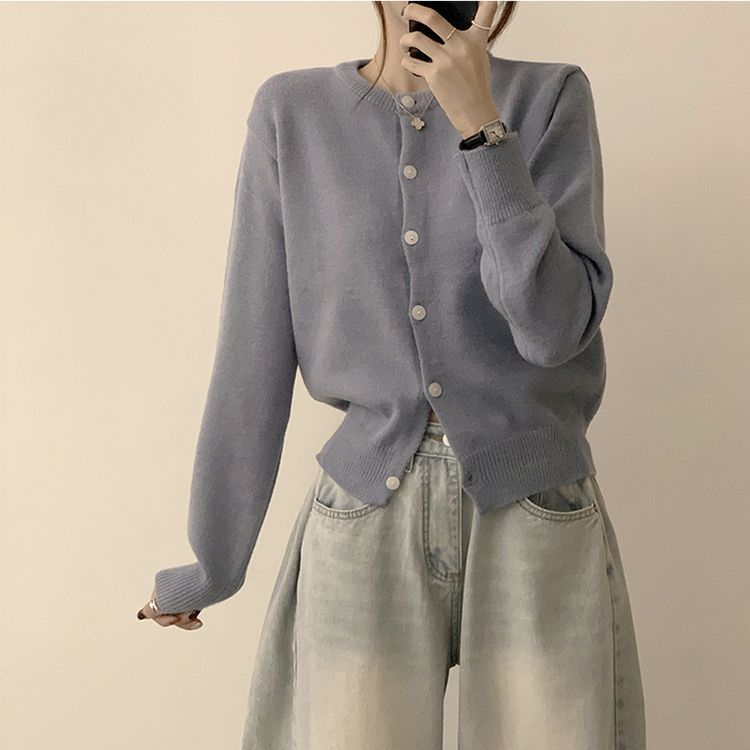 メリミラウンドセミクロップカーディガン(8color) AQUA