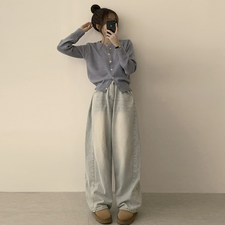 メリミラウンドセミクロップカーディガン(8color) AQUA