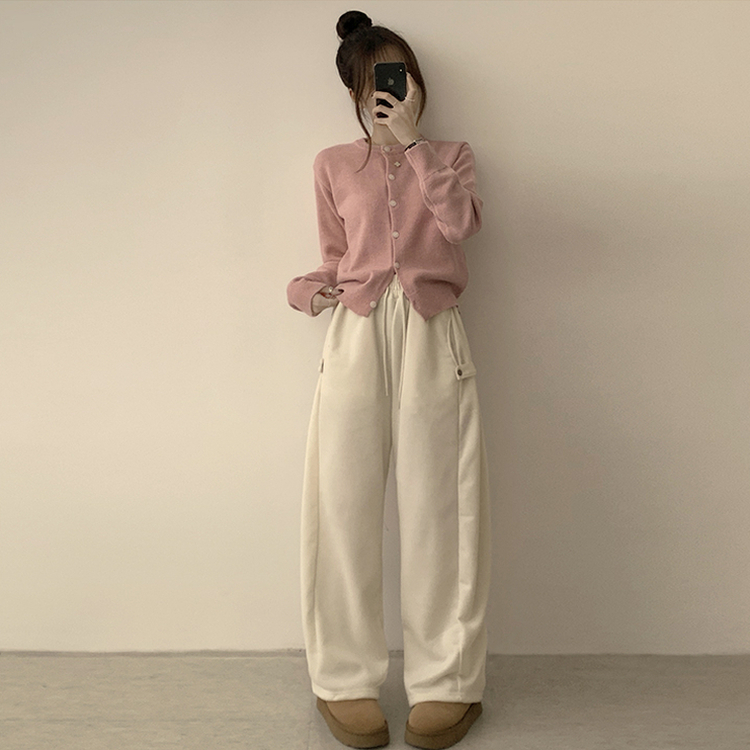 メリミラウンドセミクロップカーディガン(8color) PINK