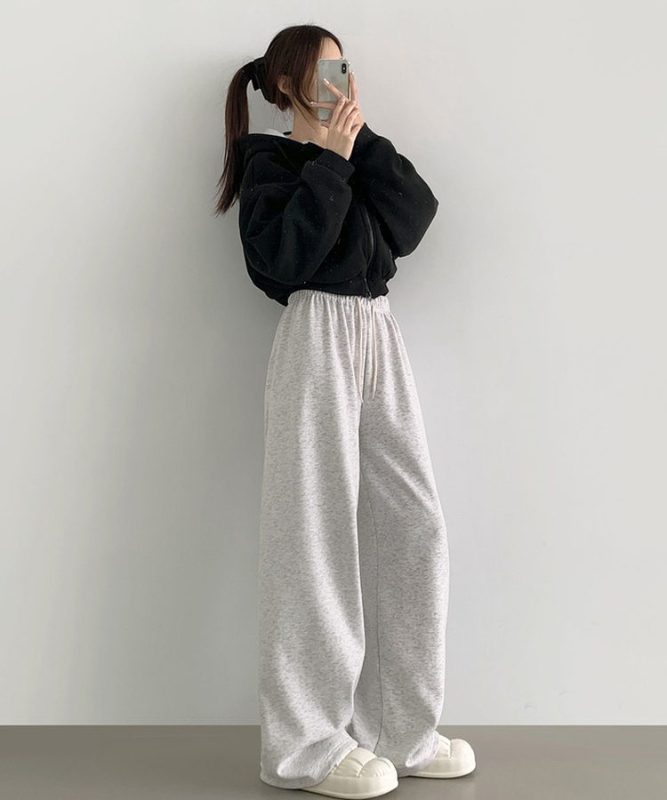 밍크 융털 기모 겨울 바지 중 1등 와이드 밴딩 트레이닝 팬츠