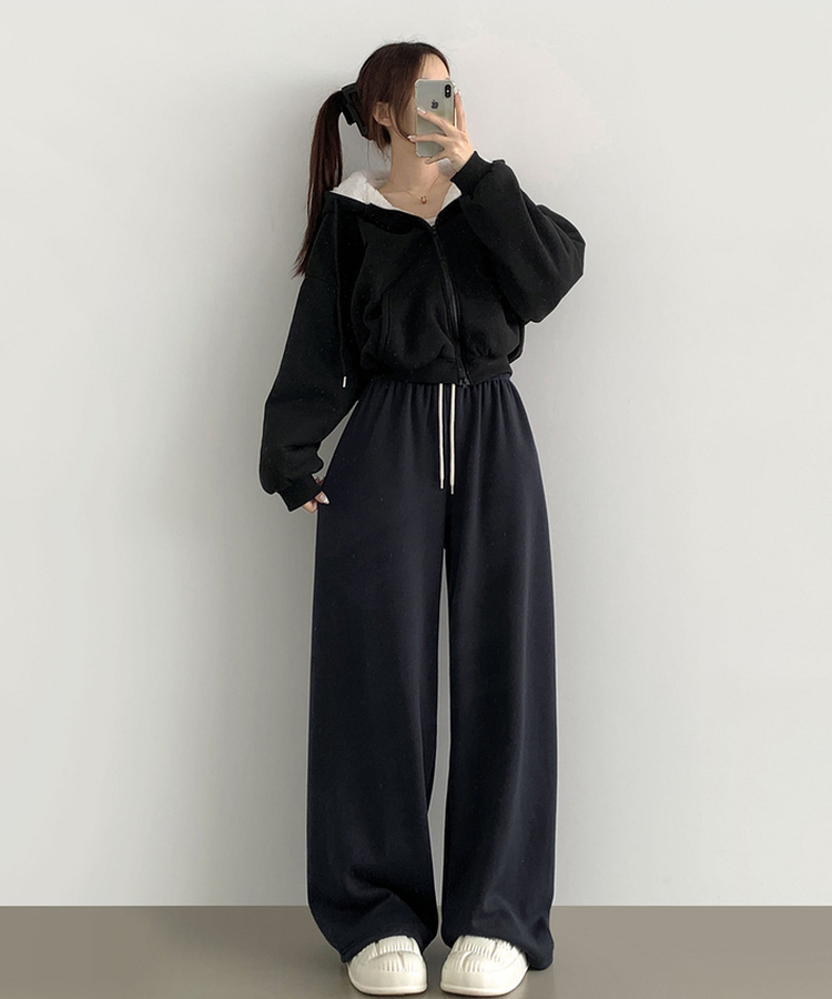 밍크 융털 기모 겨울 바지 중 1등 와이드 밴딩 트레이닝 팬츠