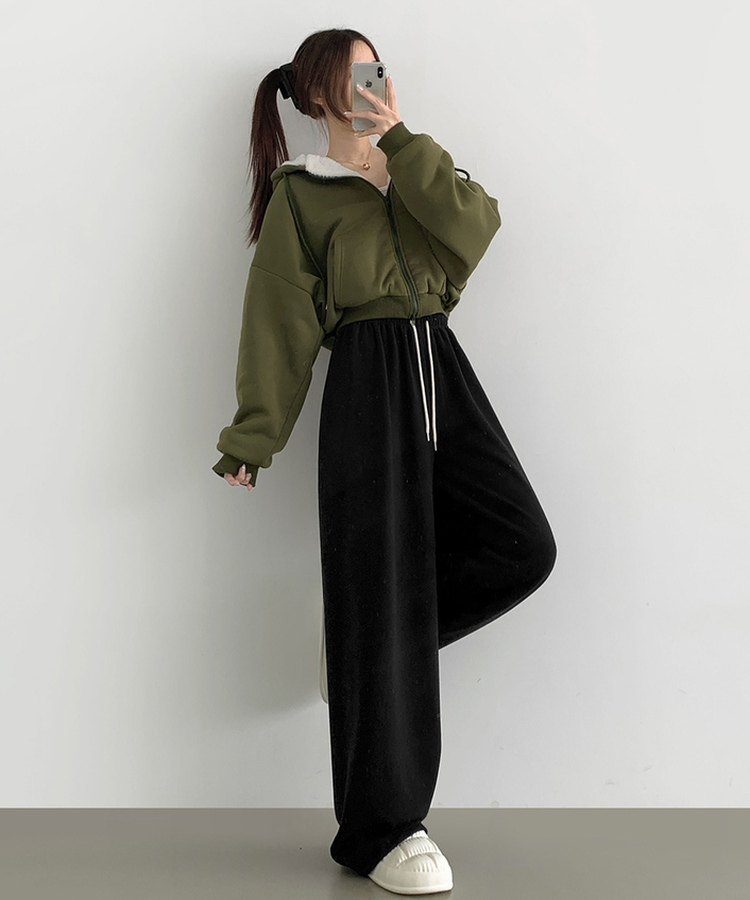 밍크 융털 기모 겨울 바지 중 1등 와이드 밴딩 트레이닝 팬츠