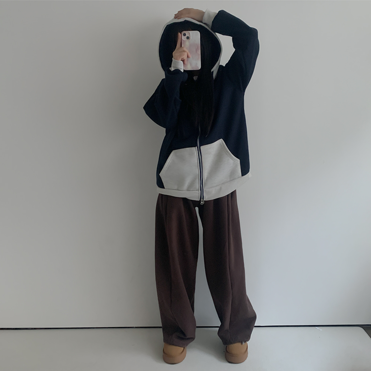 アメリカンツートンパーカージップアップ NAVY