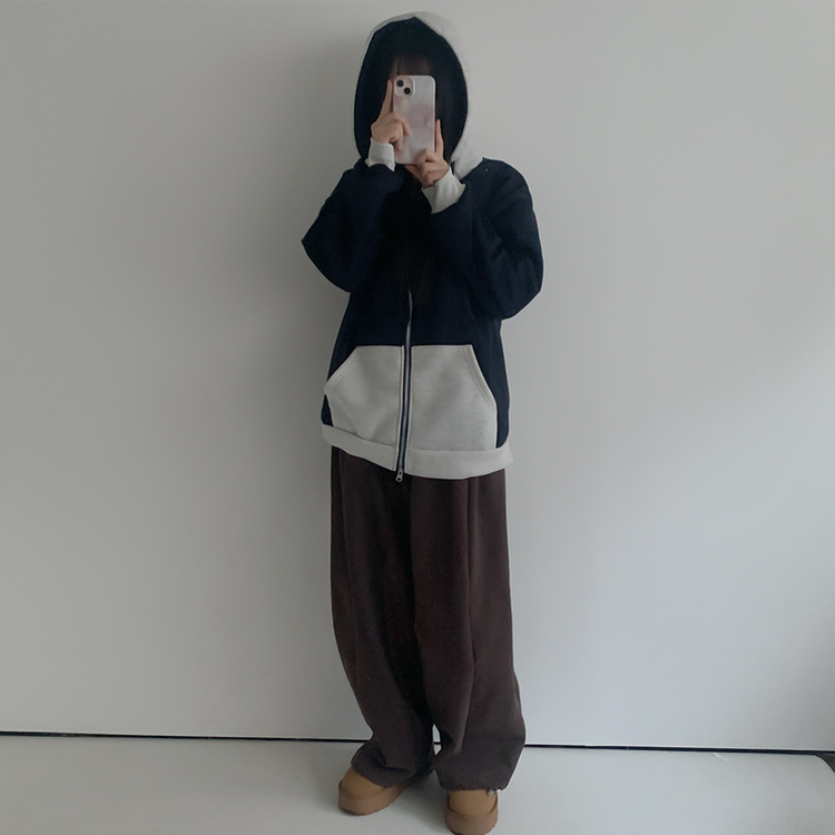 アメリカンツートンパーカージップアップ NAVY