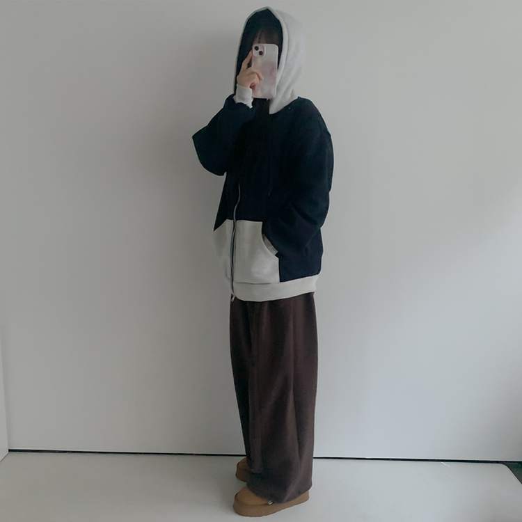 アメリカンツートンパーカージップアップ NAVY