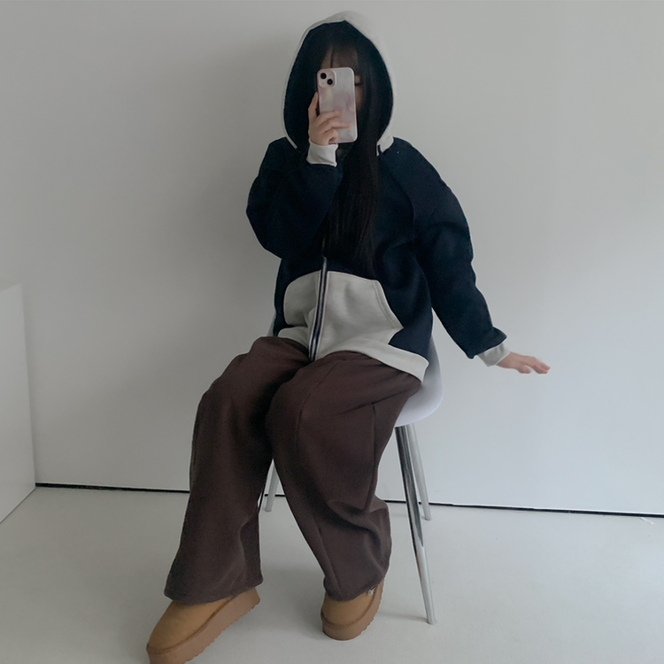アメリカンツートンパーカージップアップ NAVY