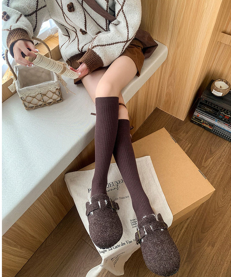 발레리나 골지 니삭스 브라운