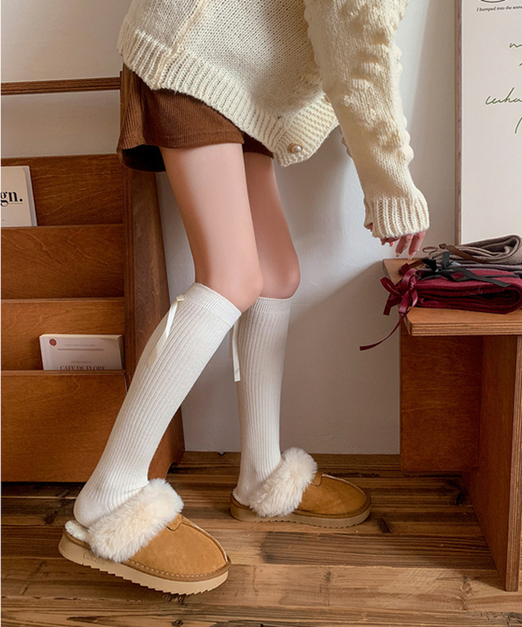 발레리나 골지 니삭스 아이보리