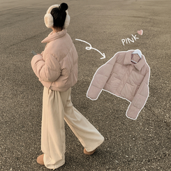 コーデュロイパステルクロップショートダウン PINK