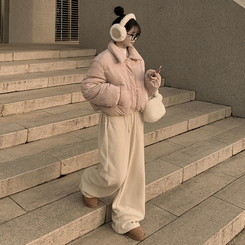 コーデュロイパステルクロップショートダウン PINK