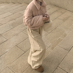 コーデュロイパステルクロップショートダウン PINK