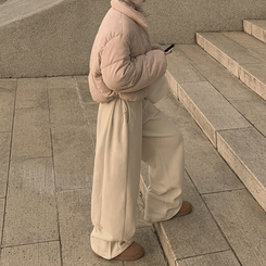 コーデュロイパステルクロップショートダウン PINK