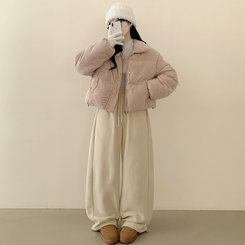 コーデュロイパステルクロップショートダウン PINK