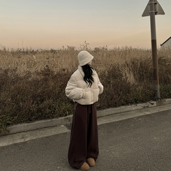 コーデュロイパステルクロップショートダウン BEIGE