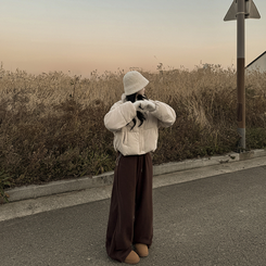 コーデュロイパステルクロップショートダウン BEIGE