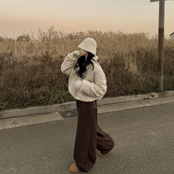 コーデュロイパステルクロップショートダウン BEIGE