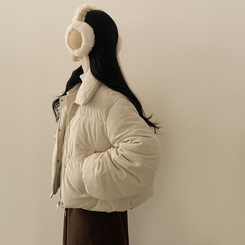 コーデュロイパステルクロップショートダウン BEIGE