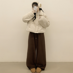 コーデュロイパステルクロップショートダウン BEIGE