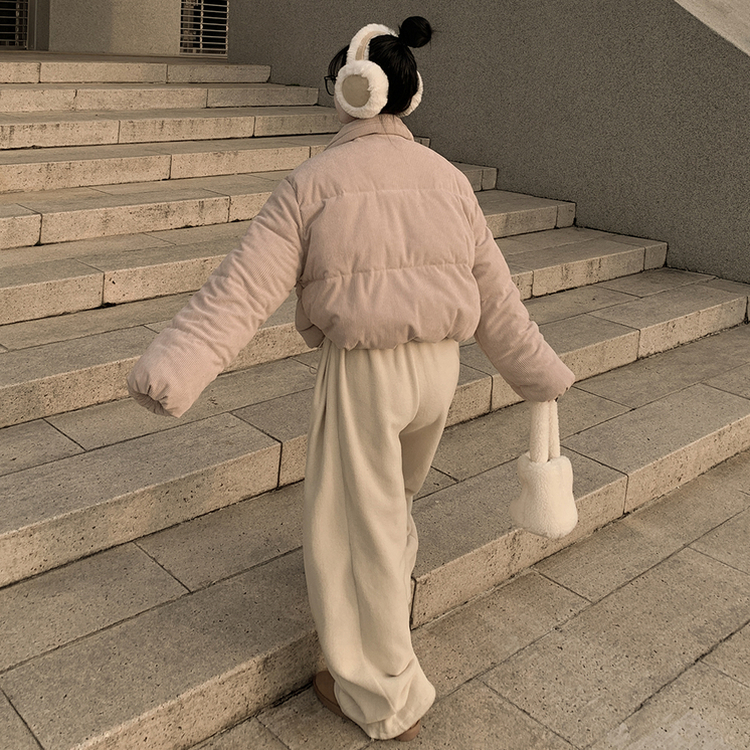 コーデュロイパステルクロップショートダウン PINK