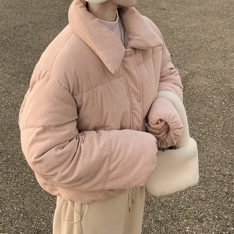 コーデュロイパステルクロップショートダウン PINK