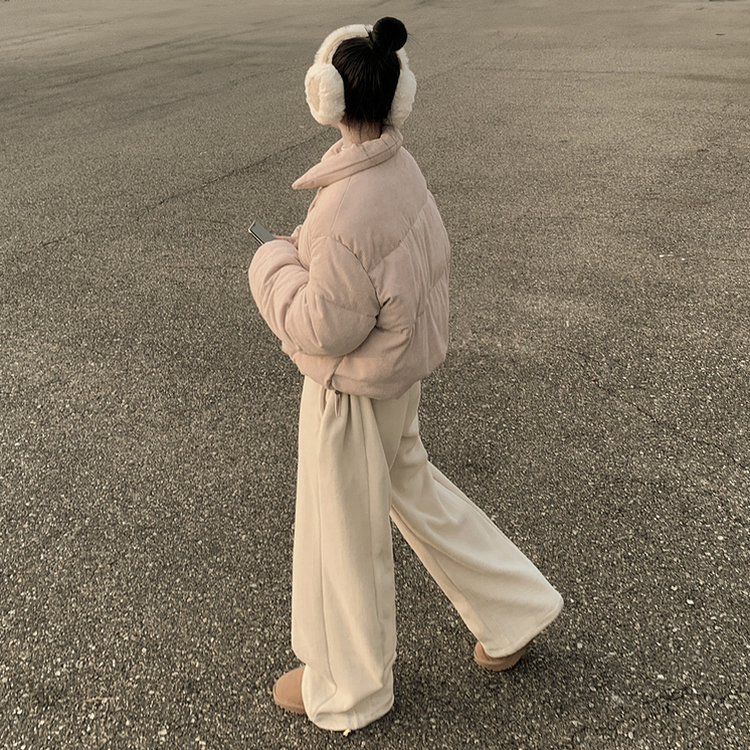 コーデュロイパステルクロップショートダウン PINK