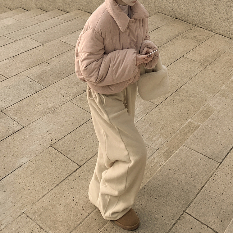 コーデュロイパステルクロップショートダウン PINK