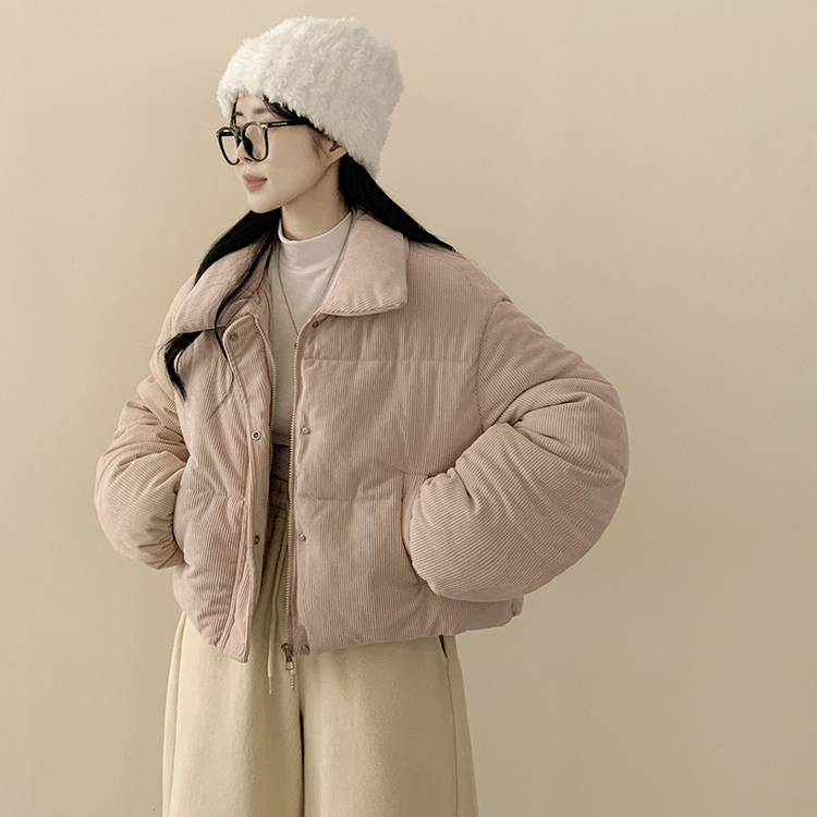 コーデュロイパステルクロップショートダウン PINK