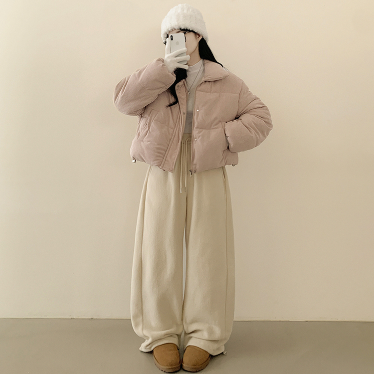 コーデュロイパステルクロップショートダウン PINK