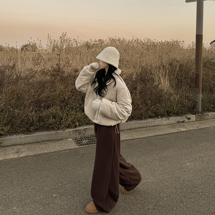 コーデュロイパステルクロップショートダウン BEIGE