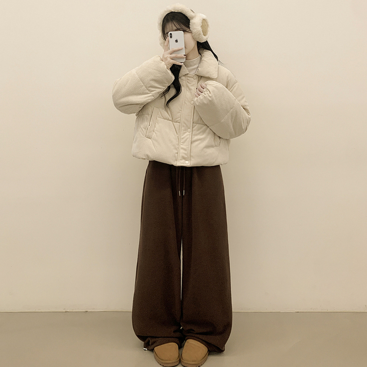 コーデュロイパステルクロップショートダウン BEIGE