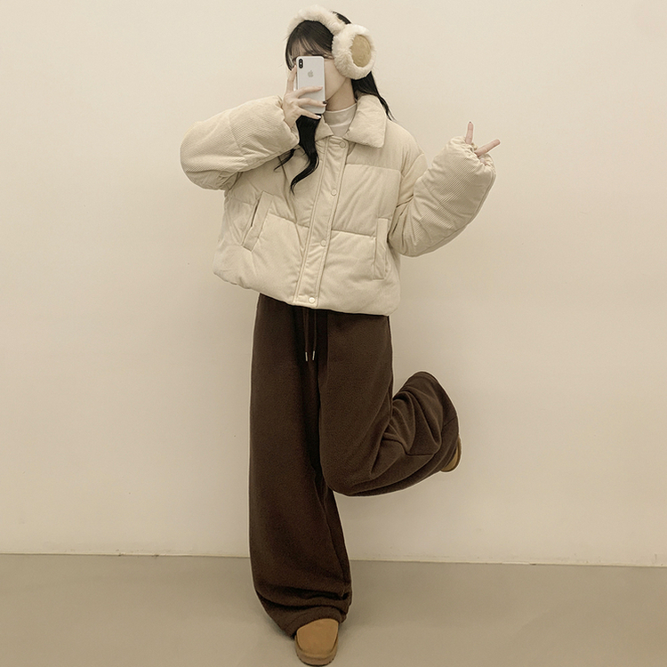 コーデュロイパステルクロップショートダウン BEIGE