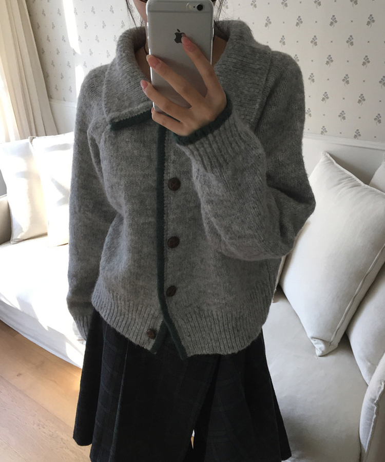 カラーバイカラービンテージカーディガン｜カーディガン｜韓国