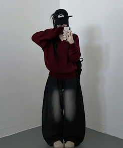 도톰프리나그랑브이넥긴팔니트 와인