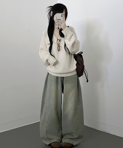 도톰프리나그랑브이넥긴팔니트 아이