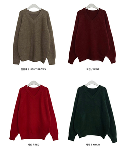 도톰프리나그랑브이넥긴팔니트