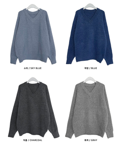 도톰프리나그랑브이넥긴팔니트