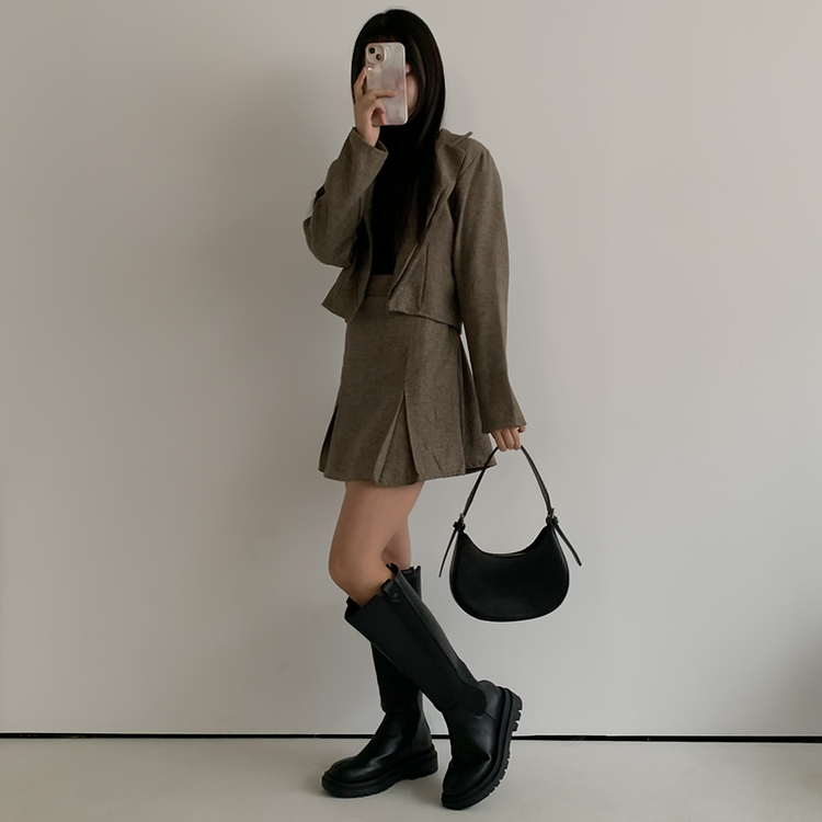 【SET】ボタンカラージャケット＋スカート BEIGE