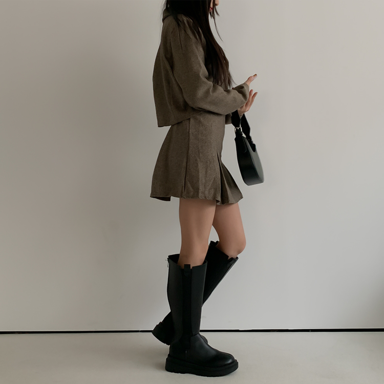 【SET】ボタンカラージャケット＋スカート BEIGE