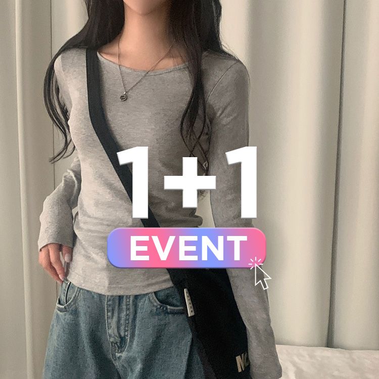 [1+1企画]ベーシックラウンド長袖Tシャツ11色 GRAY
