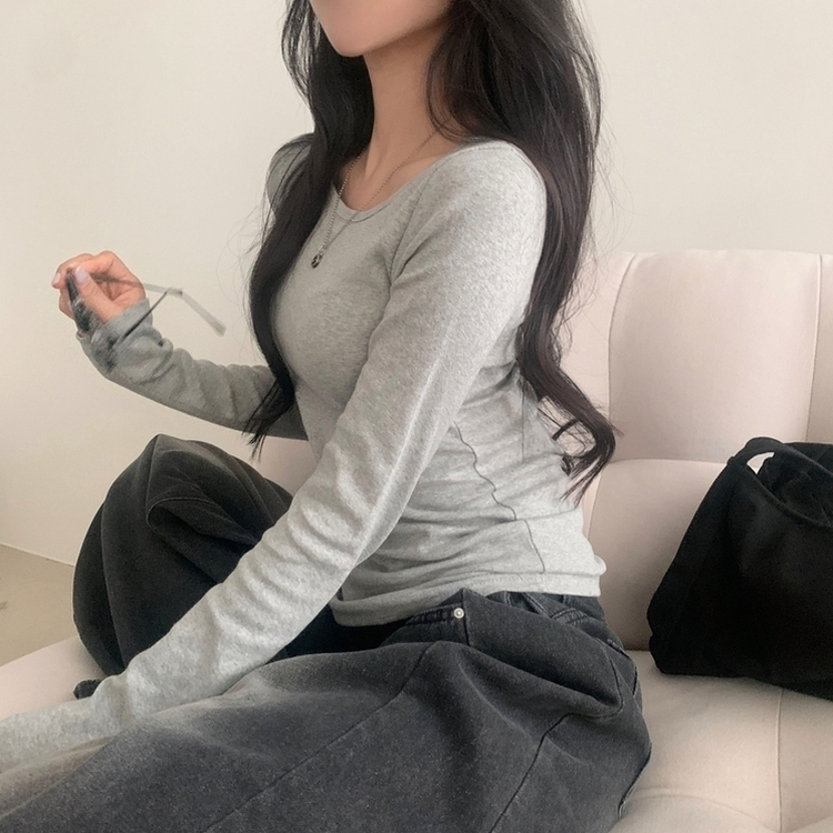 [1+1企画]ベーシックラウンド長袖Tシャツ11色 GRAY