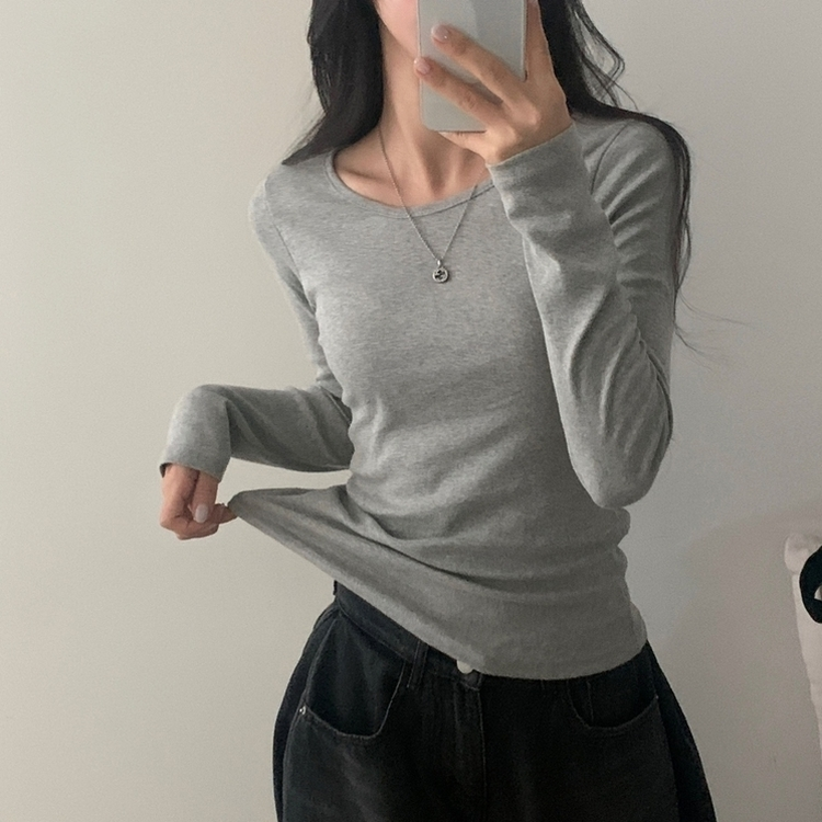 [1+1企画]ベーシックラウンド長袖Tシャツ11色 GRAY