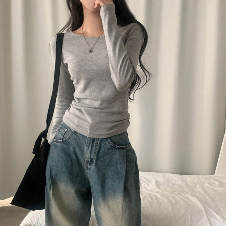 [1+1企画]ベーシックラウンド長袖Tシャツ11色 GRAY