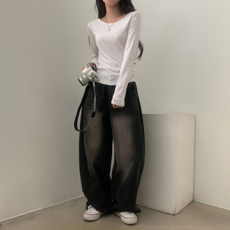 [1+1企画]ベーシックラウンド長袖Tシャツ11色 IVORY