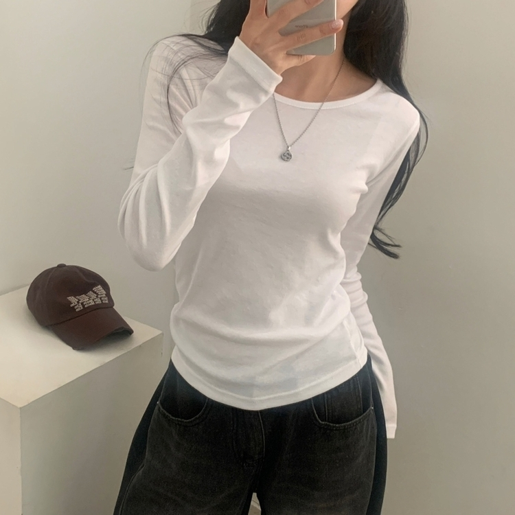 [1+1企画]ベーシックラウンド長袖Tシャツ11色 IVORY