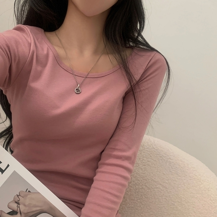 [1+1企画]ベーシックラウンド長袖Tシャツ11色 ROSE PINK