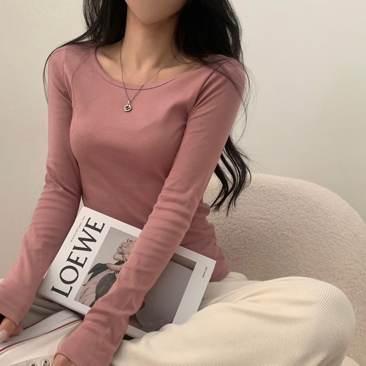 [1+1企画]ベーシックラウンド長袖Tシャツ11色 ROSE PINK