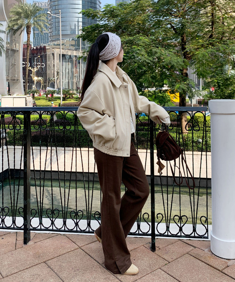 슬릿세미와이드부츠컷P 브라운