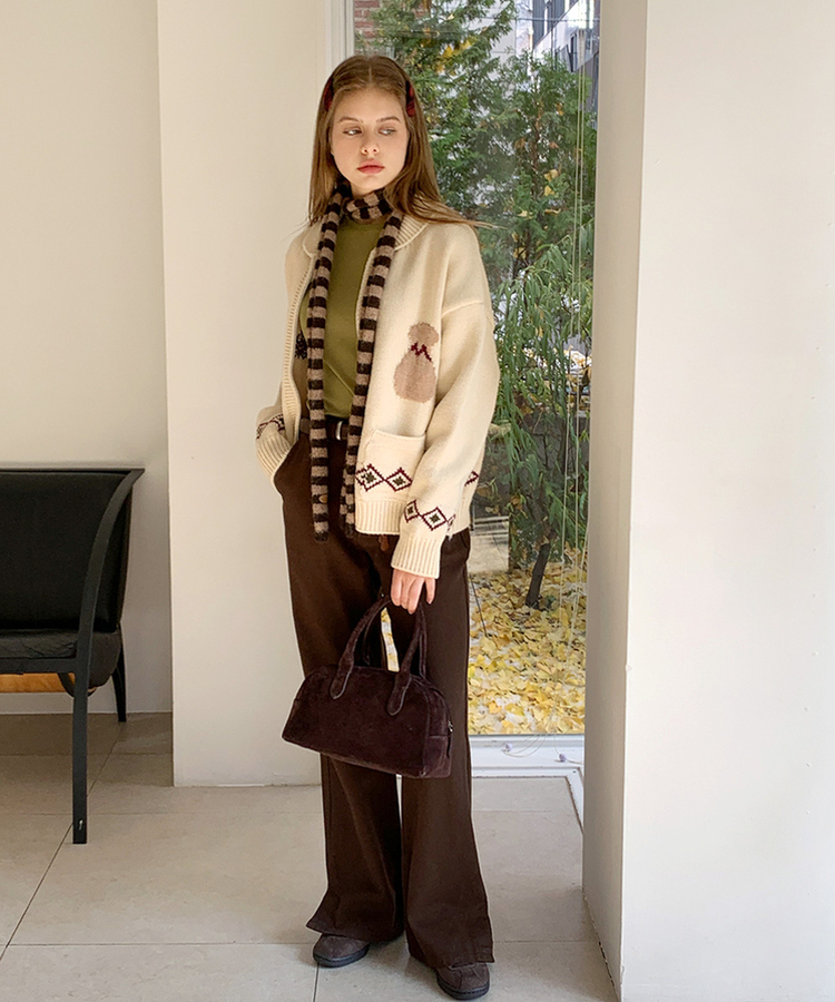 슬릿세미와이드부츠컷P 브라운