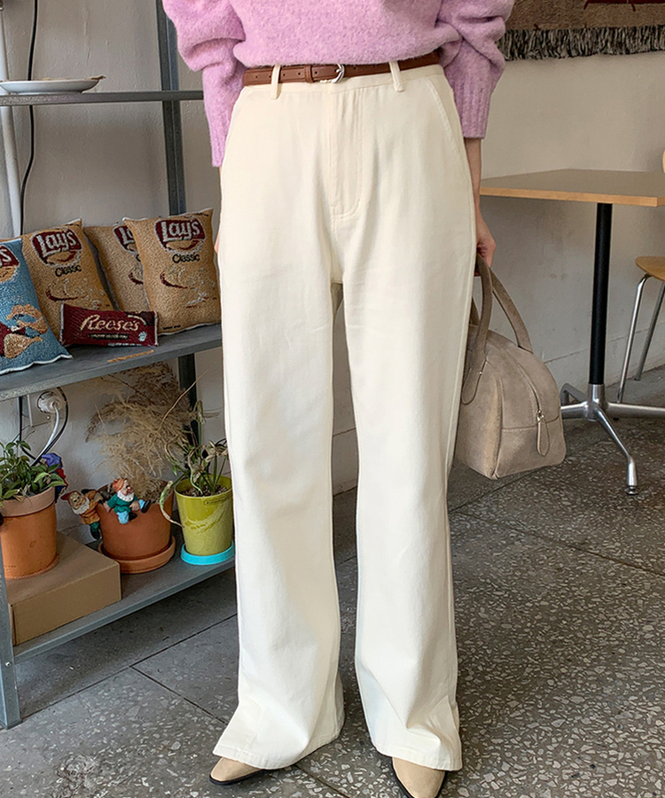 슬릿세미와이드부츠컷P 크림